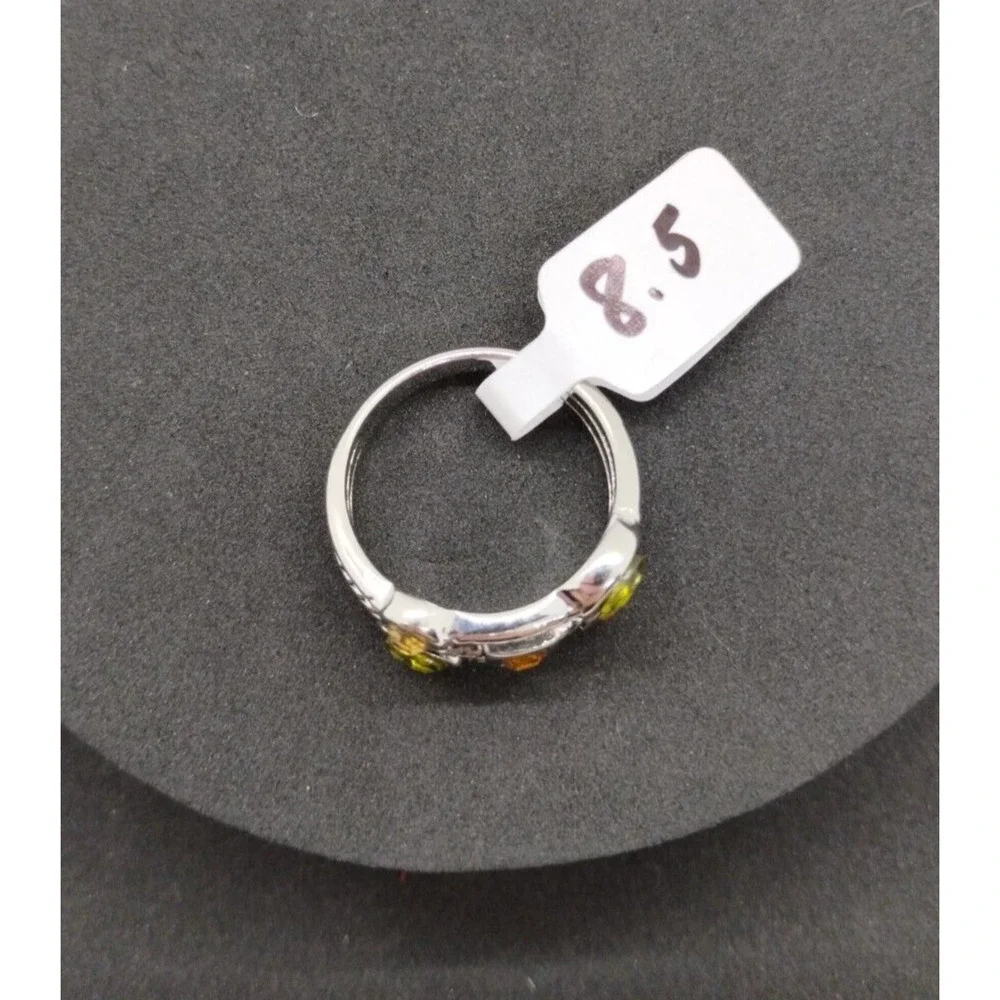 Silver Tone Ring - 8.5 Women's - Multicolor Glass Stones